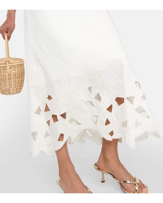 Vestido midi Simone en mezcla de lino Jonathan Simkhai de color White