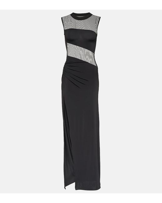 Nensi Dojaka Black Mesh And Jersey Maxi Dress