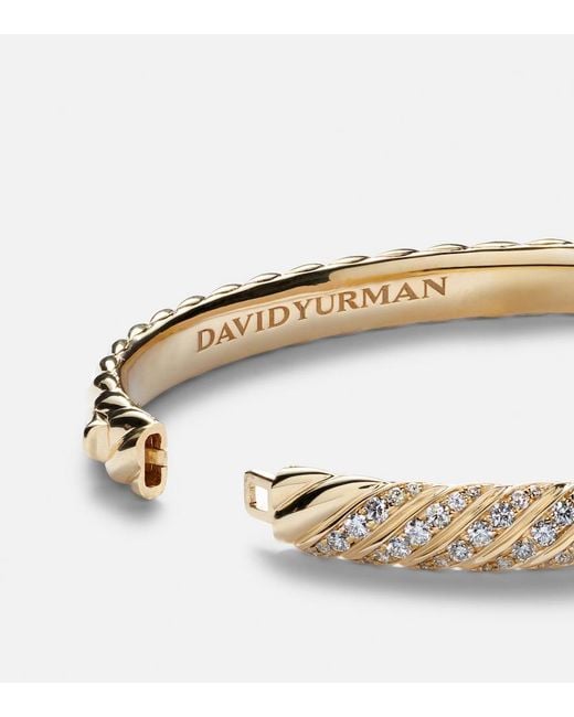 David Yurman Metallic Sculpted Cable 18Kt Bangle With Diamonds