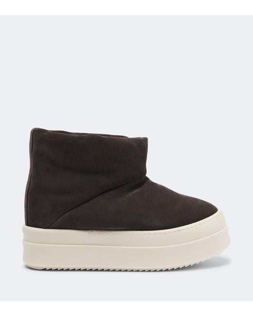 Rick Owens Black Mega Bumper Suede Ankle Boots
