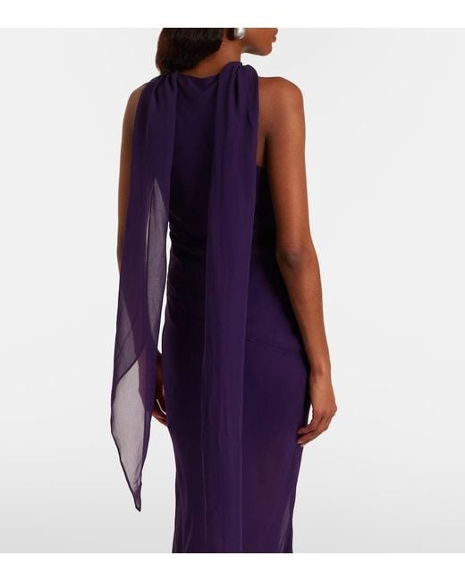 De La Vali Blue Diosa Draped Georgette Top