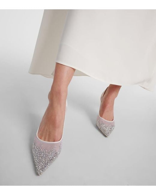 Jimmy Choo White Pumps Love 85 Aus Mesh Mit Kristallen