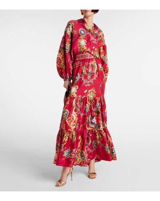 Camilla Red Printed Silk Shirt