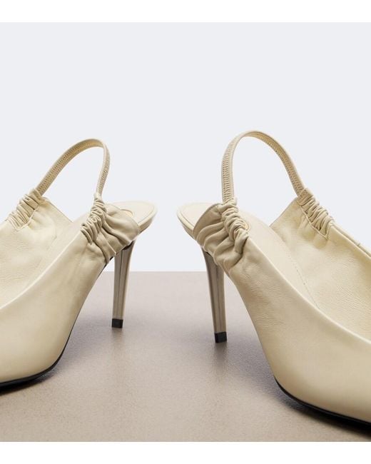 Saint Laurent White Anne-Marie Leather Slingback Pumps
