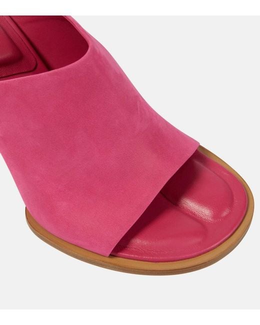 Jacquemus Pink Les Mules Rond Carre Asymmetrical Suede Mules