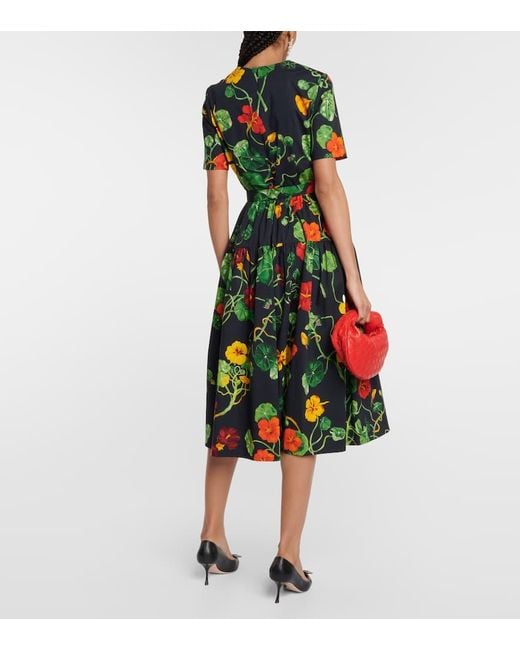 Robe Midi Nasturtium En Coton Melange Oscar de la Renta en coloris Green