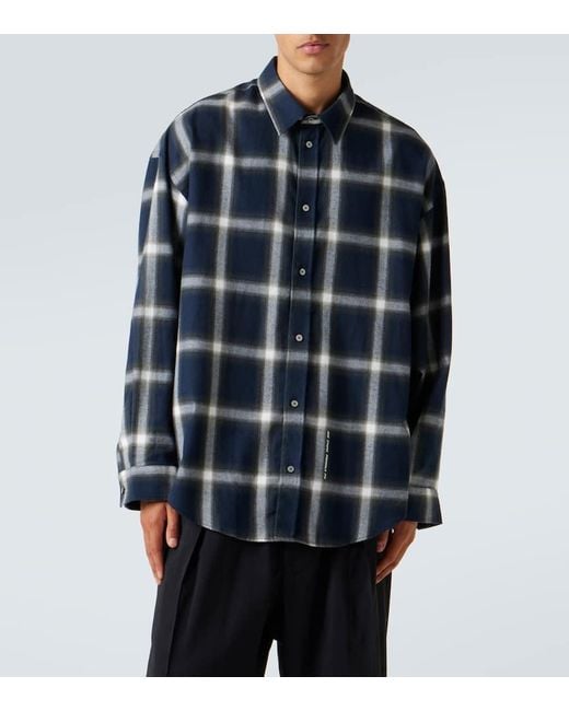 Acne Blue Checked Cotton Shirt for men