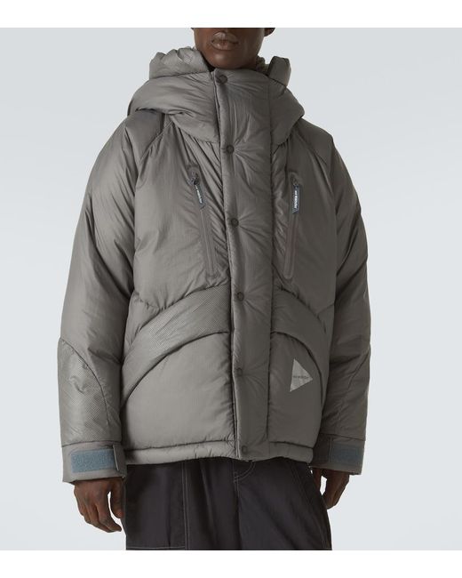 And Wander Gray Logo Puffer Jacket for men