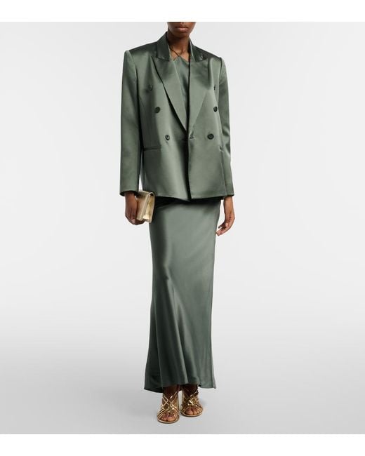The Sei Green Double-Breasted Silk Blazer