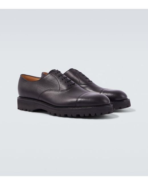 John Lobb Black Leather Oxford Shoes for men