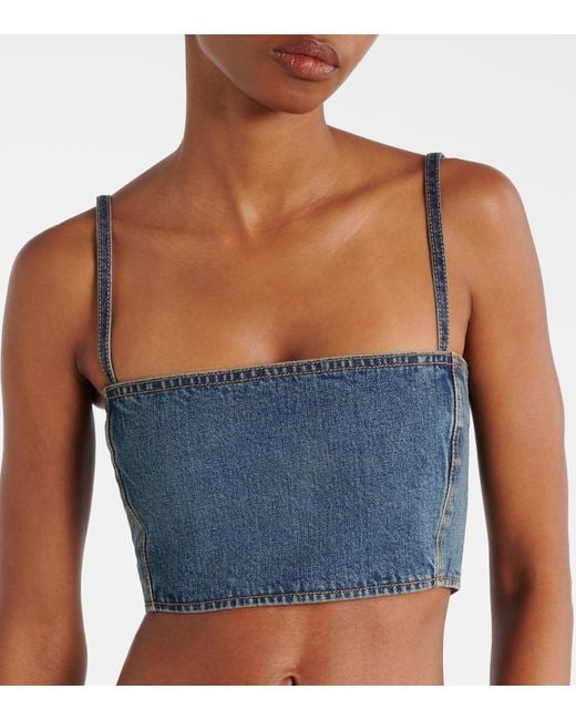 Alaïa Blue Denim Bustier Top