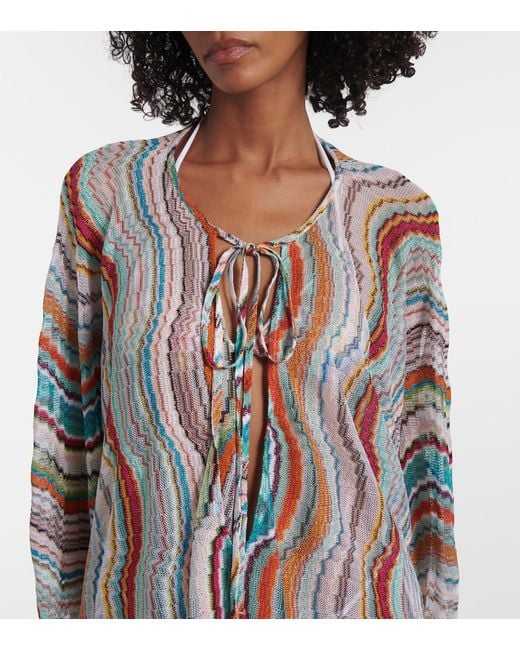 Missoni White Printed Lame Beach Cover-Up