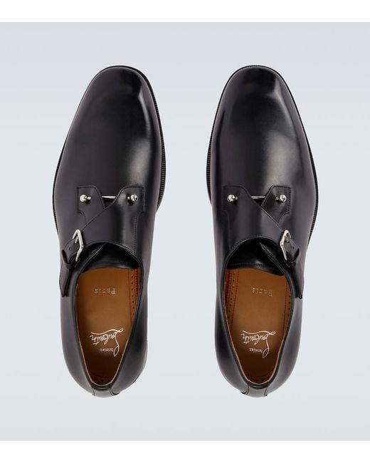 Christian Louboutin Black Chambelimonk Calfskin Monk Shoes for men