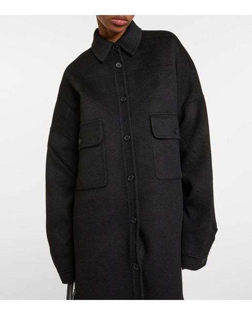 Frankie Shop Black Dallas Wool-Blend Shirt Jacket