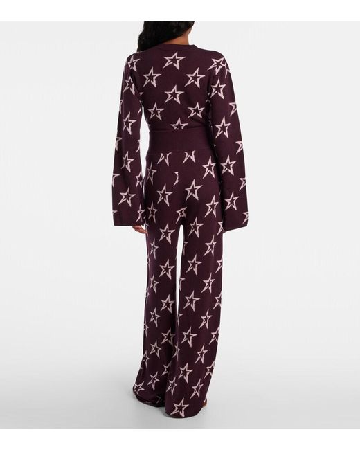 Perfect Moment Purple Chalet Knitted Wool Wide-Leg Pants
