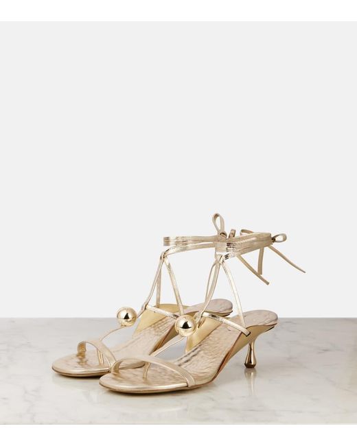 Jimmy Choo Zyra 50 Metallic Leather Sandals