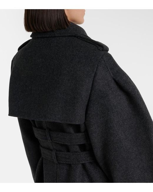 Ganni Black Belted Wool And Cashmere-Blend Coat