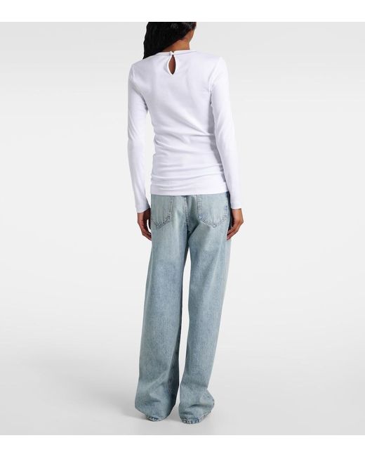 Brunello Cucinelli White Cotton-Blend Top