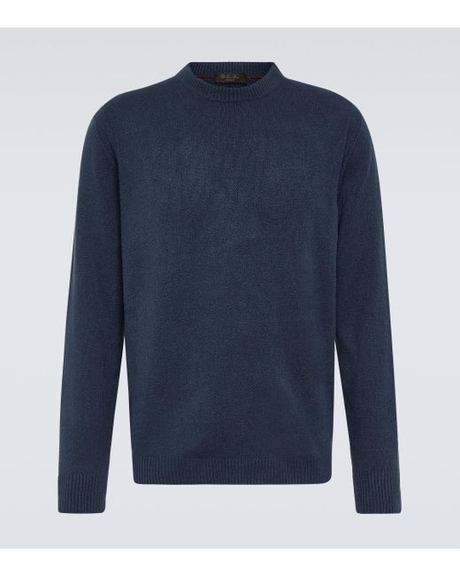 Loro Piana Blue Silk Knit Sweater for men