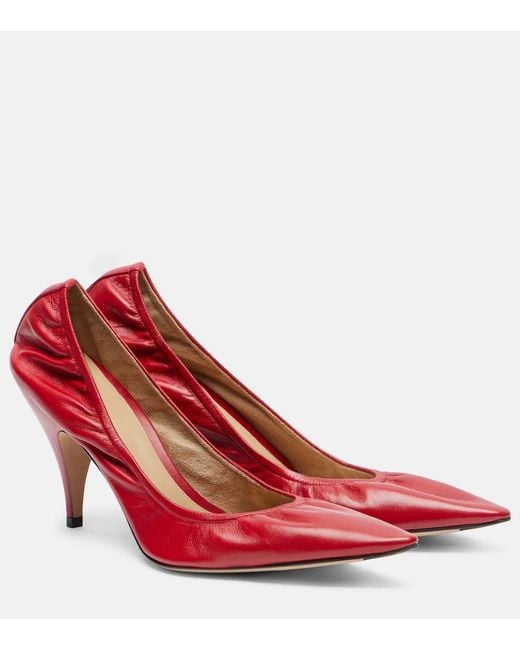 The Row Red Liisa Leather Pumps