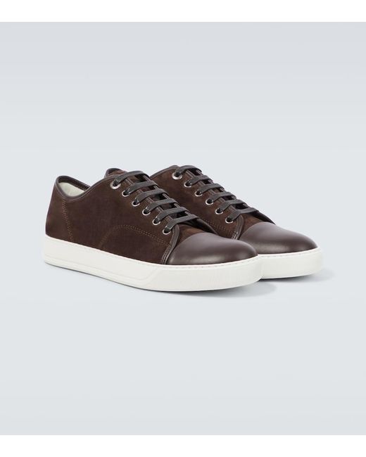 Lanvin Brown Dbb1 Leather-trimmed Suede Sneakers for men