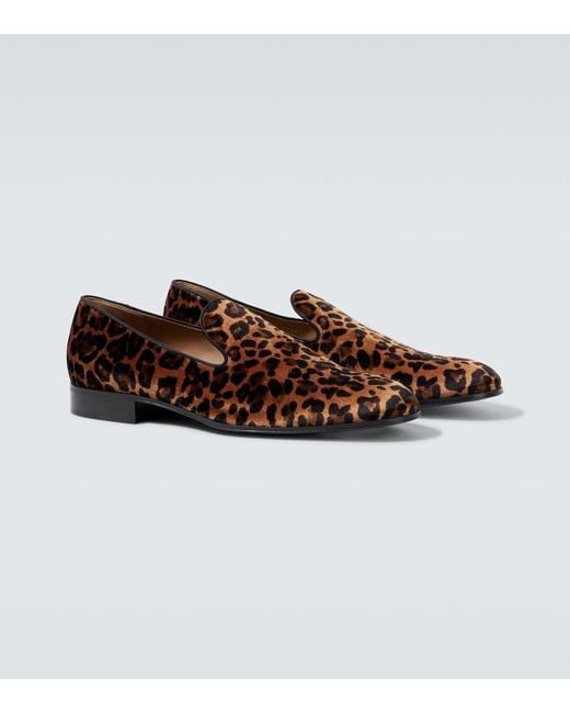 Gianvito Rossi Brown Leopard-Print Loafers for men