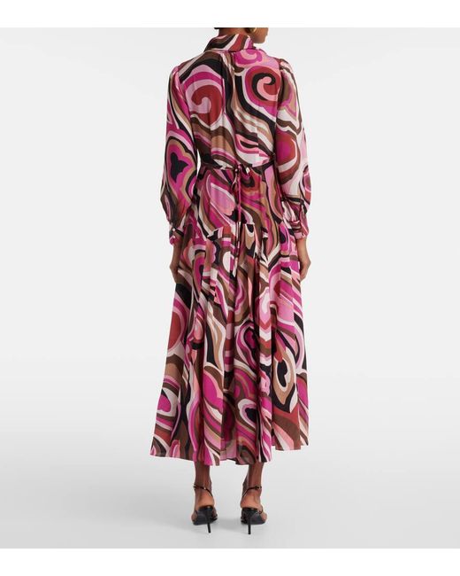 Rixo Red Marigold Silk Crepe De Chine Midi Dress