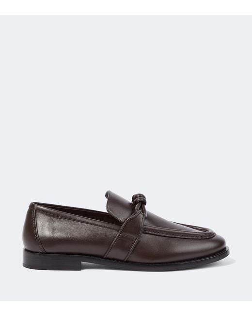 Bottega Veneta Brown Astaire Knot-Detailed Leather Loafers for men