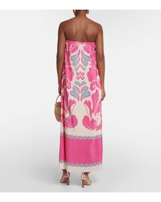 Robe longue en soie Adriana Degreas en coloris Pink