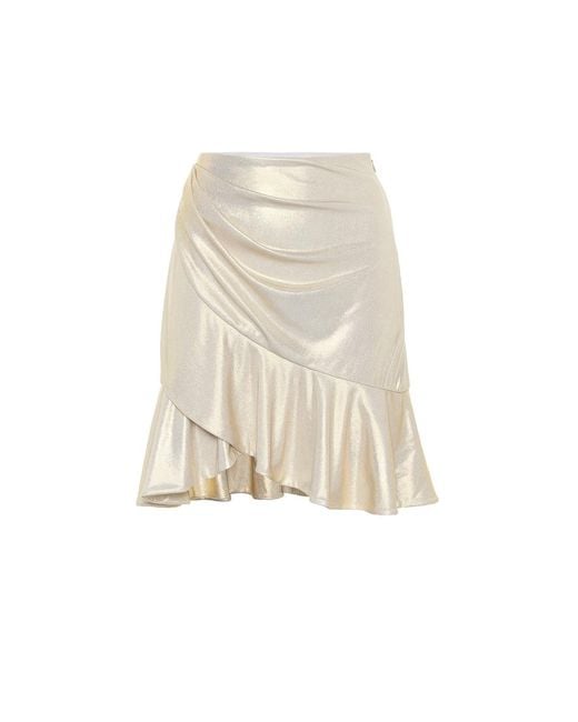 Balmain Natural Exclusivo En Mytheresa – Minifalda De Lamé Con Volantes