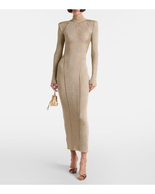 Self-Portrait Natural Lame Maxi Dress