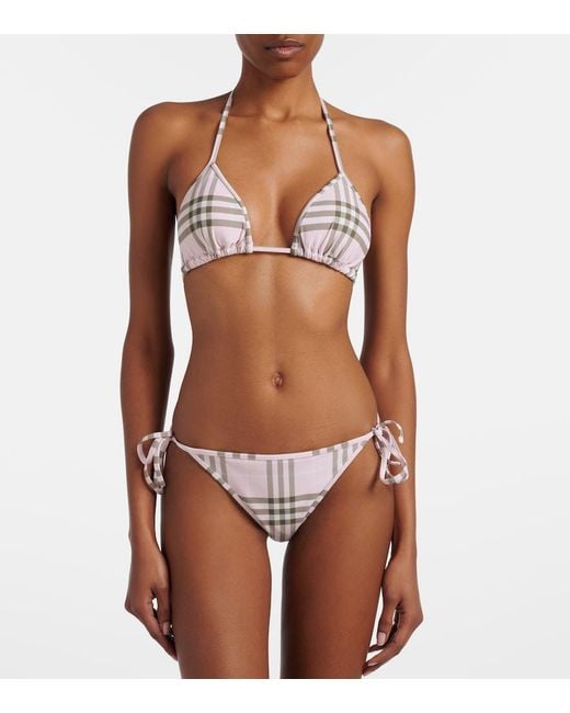 Burberry White Check Bikini Top