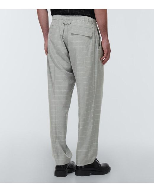 Undercover Gray Checked Silk-Blend Pants for men