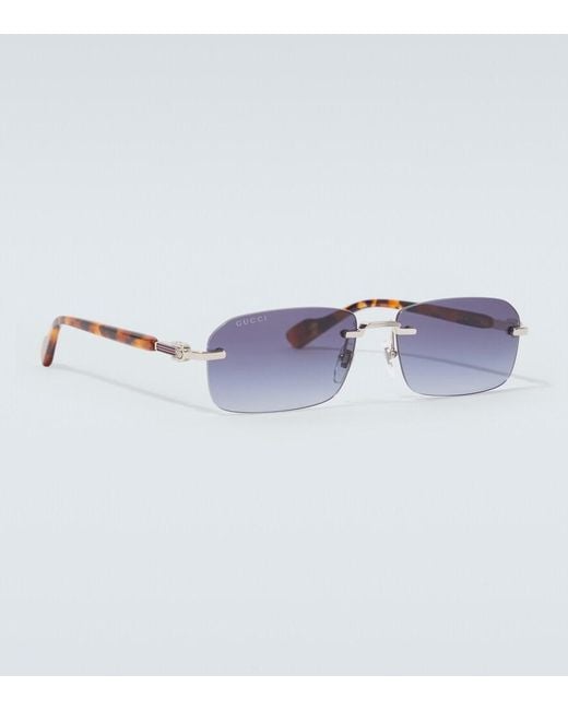 Gucci Eckige Sonnenbrille in Blue für Herren
