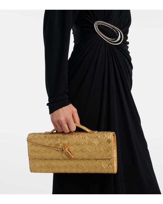 Bottega Veneta Clutch Andiamo Aus Metallic-Leder