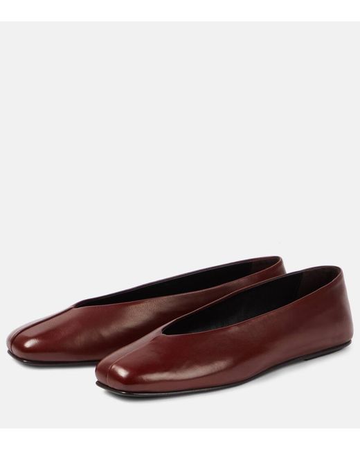 The Row Red Eva Two Leather Ballet Flats