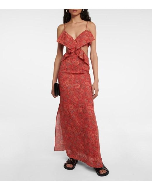 Sir Red Allegra Floral Ramie Maxi Dress