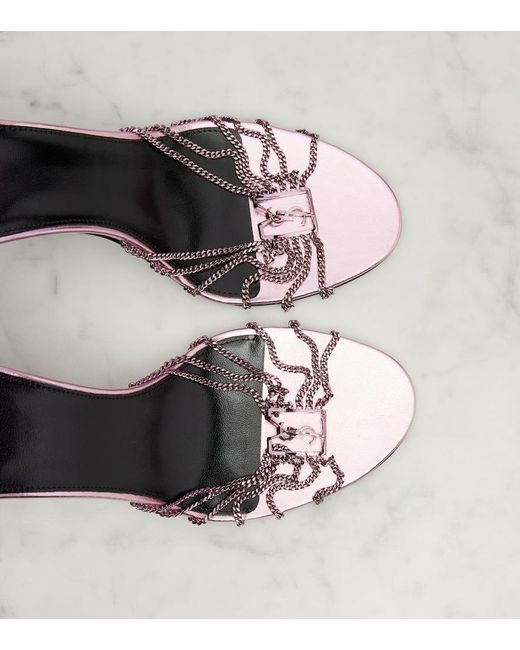 Saint Laurent Pink Babylone 90 Leather-Trimmed Sandals