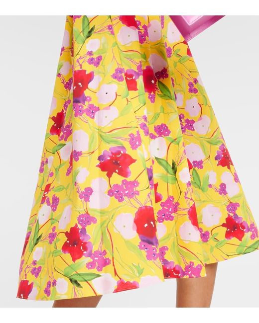 Carolina Herrera White Floral Cotton Midi Dress