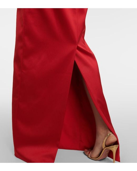 Carolina Herrera Red Caped Satin Gown