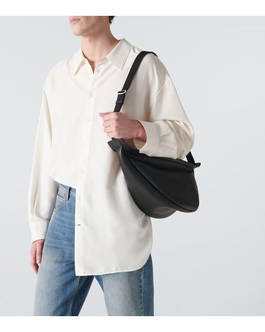 The Row Black Slouchy Banana Large Leather Crossbody Bag for men
