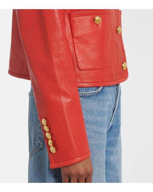 Veronica Beard Red Andrea Leather Jacket