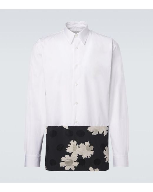 Dries Van Noten White Paneled Cotton Poplin Shirt for men