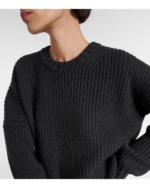 Khaite Black Manuela Ribbed-Knit Cashmere Sweater