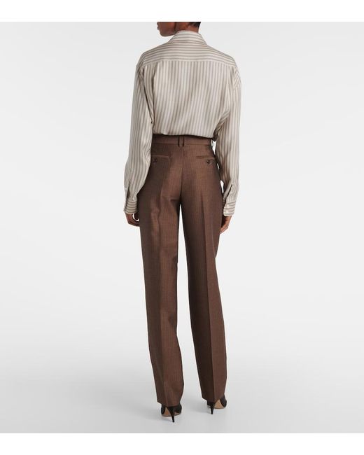 The Row Brown Norbert Mohair And Wool Straight Pants