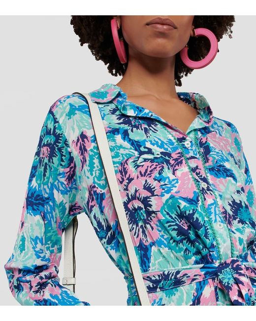 Abito Lungo Kimi Con Stampa di Poupette in Blue