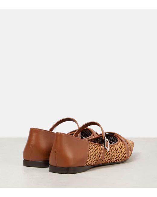 Ballerines Mary Jane En Raphia Et Cuir Max Mara en coloris Brown