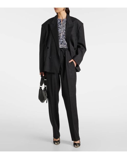 Isabel Marant Black Klero Checked Double-Breasted Wool-Blend Blazer