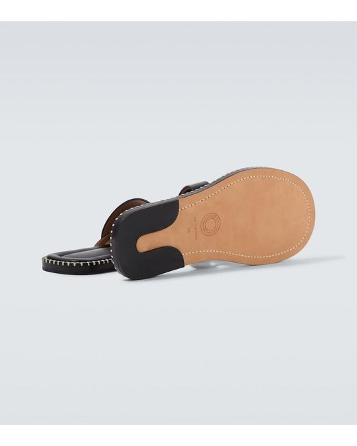 Dries Van Noten Black Leather Thong Sandals for men