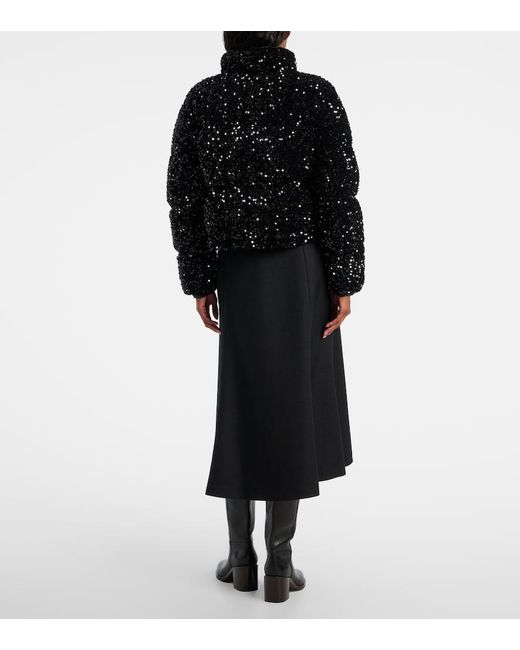 Moncler Black Louvi Sequined Down Jacket